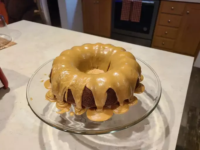 Banana-Nut Cake with Caramel Icing