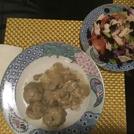 Wild Rice Meatballs in Mushroom Sauce