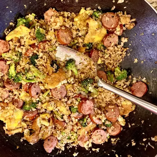 Smoked Sausage and Cauliflower Fried Rice