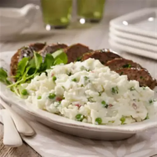 Baby Red Mashed Potatoes and Peas with Spring Meatloaf