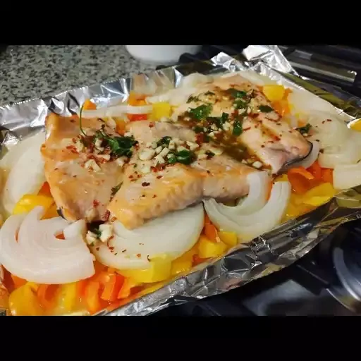 Sheet Pan Salmon and Bell Pepper Dinner