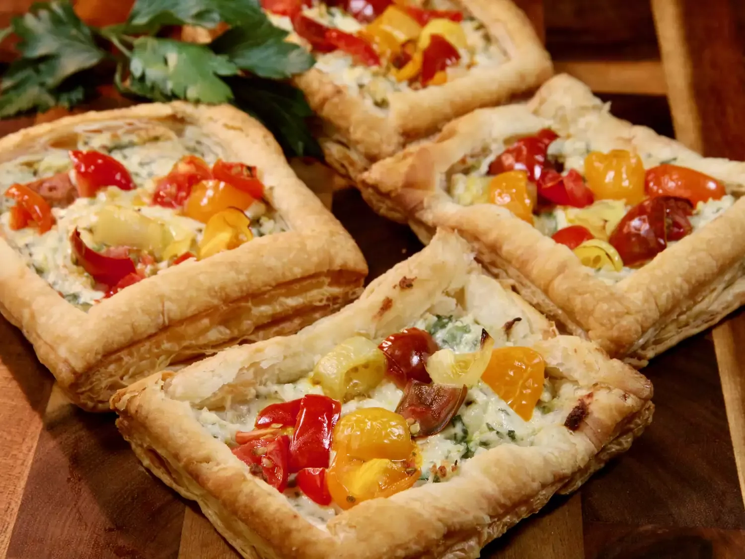 Puff Pastry Squares with Boursin and Tomatoes