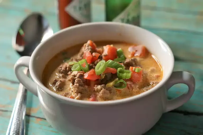 Creamy Keto Taco Soup with Ground Beef