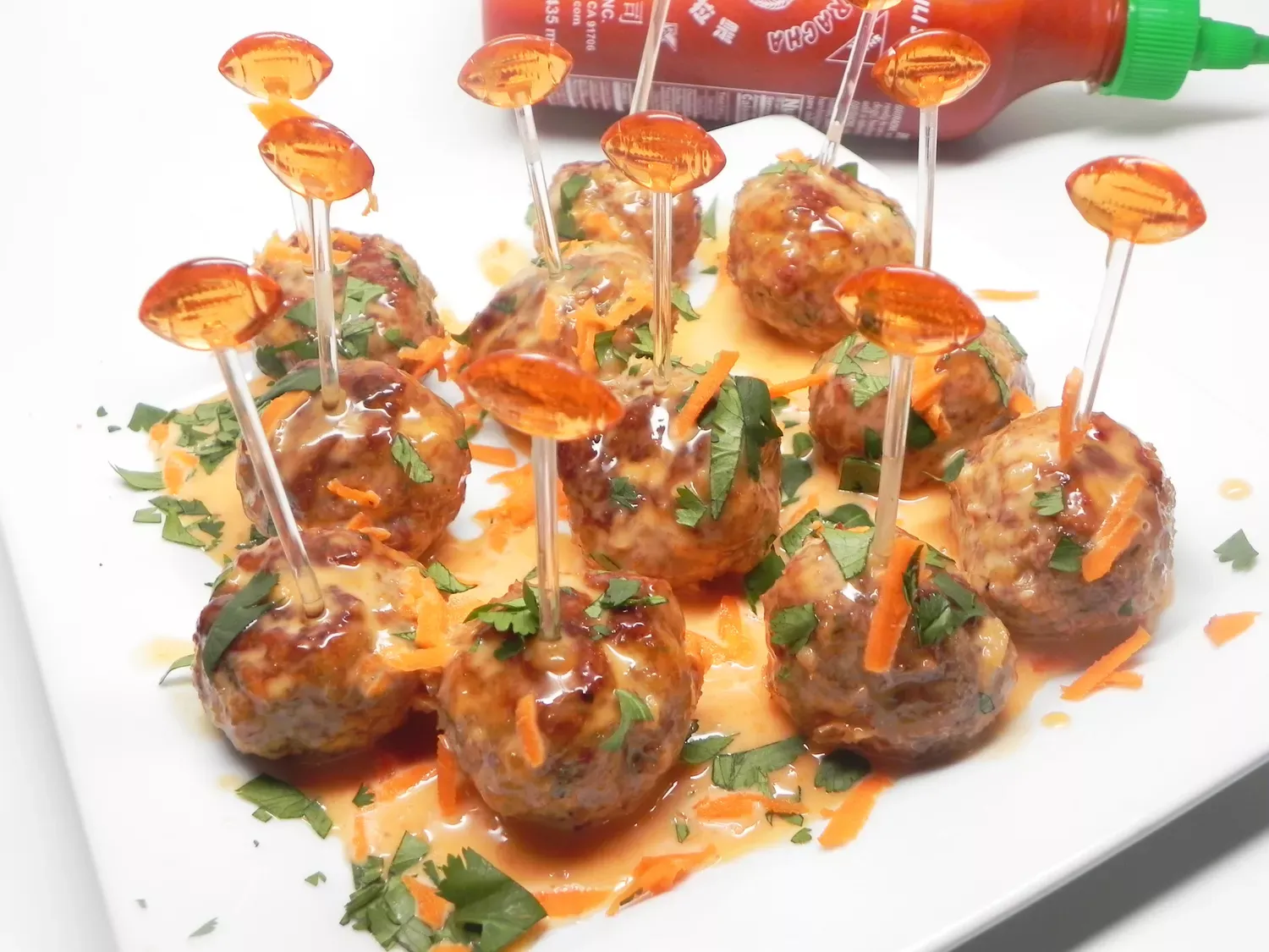 Bang Bang Sriracha Cocktail Meatballs