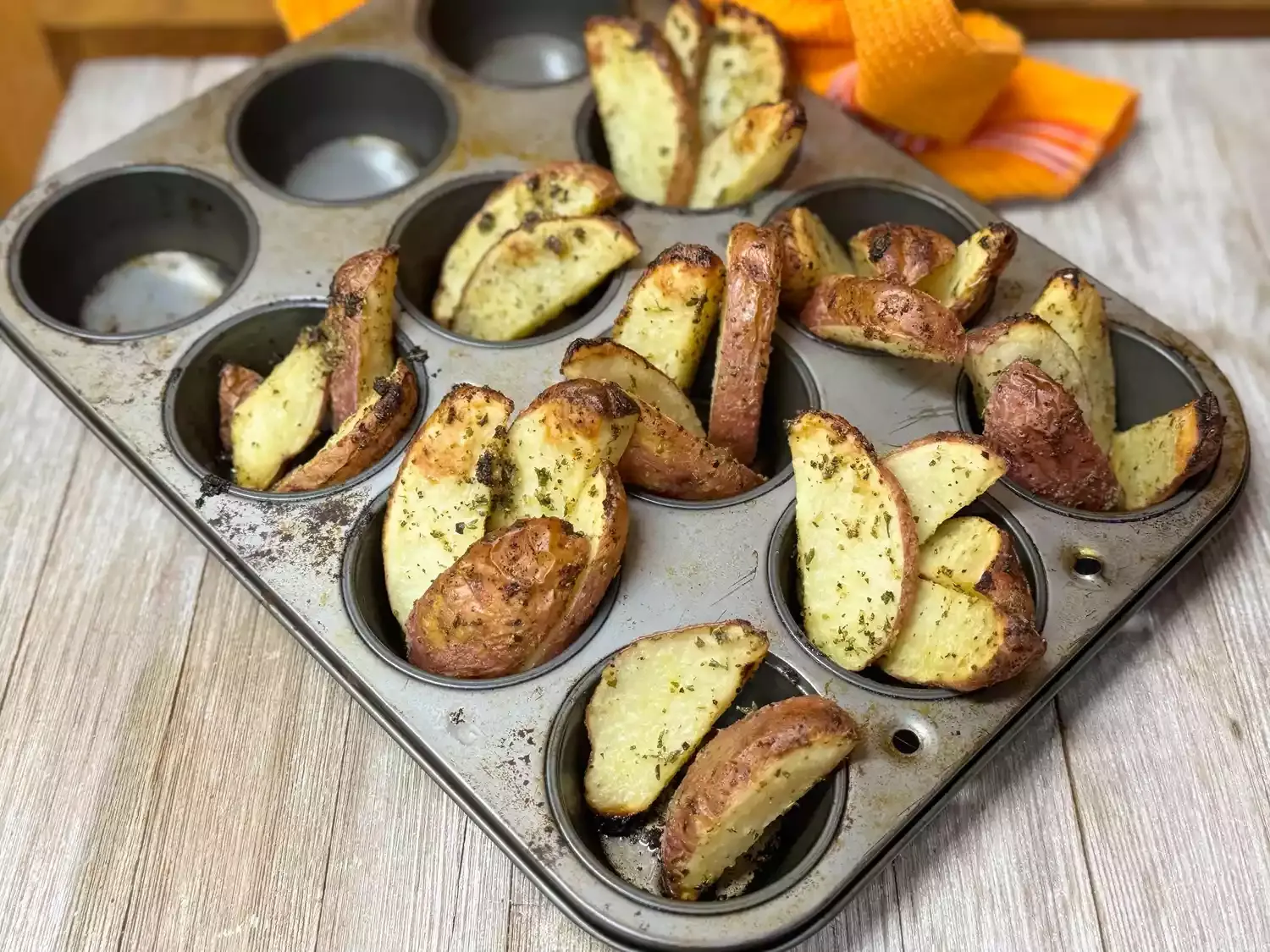 Muffin Pan Roasted Potato Wedges