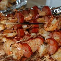 Sweet and Spicy Shrimp and Chourico Kabobs