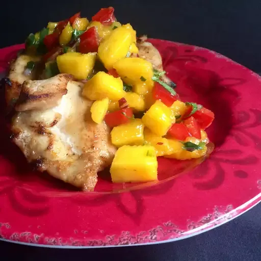 Broiled Chicken Thighs with Mango Salsa