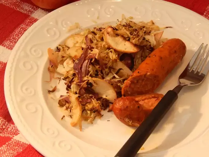 Basic Sheet Pan Chicken Sausage and Roasted Cabbage