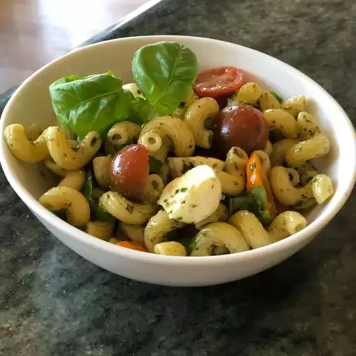 Pesto Pasta Caprese Salad