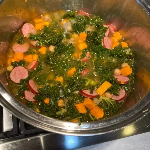 Smokey Sausage, Kale & Sweet Potato Soup