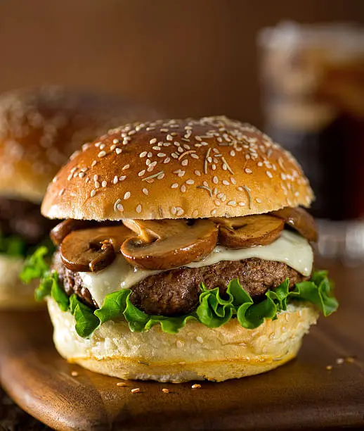 Grilled Mushroom Swiss Burgers